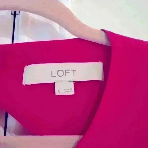 LOFT Vibrant Pink Flounce Dress Sleeveless with Ruffle Bottom- Size 6- EUC - Picture 2 of 5